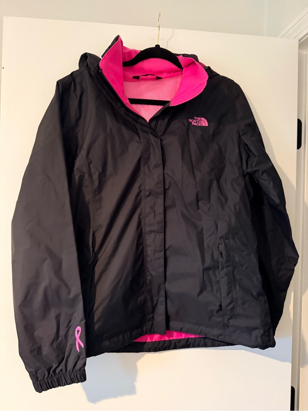 The North Face Black Jacket with Pink Interior and Accents- Women’s Large